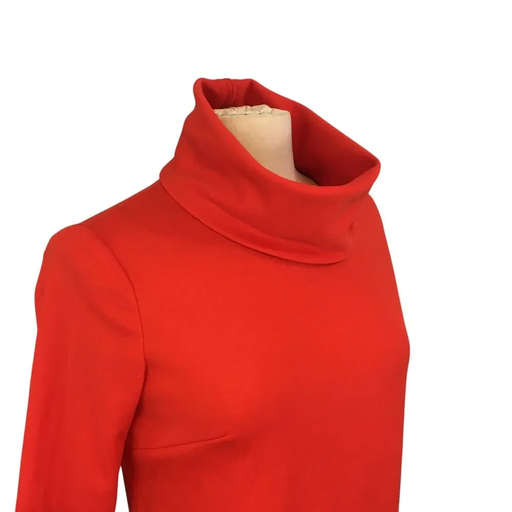 Vintage Red Double Knit Cowl Neck Long Sleeve Shirt Top Turtleneck sz 8, 38 bust